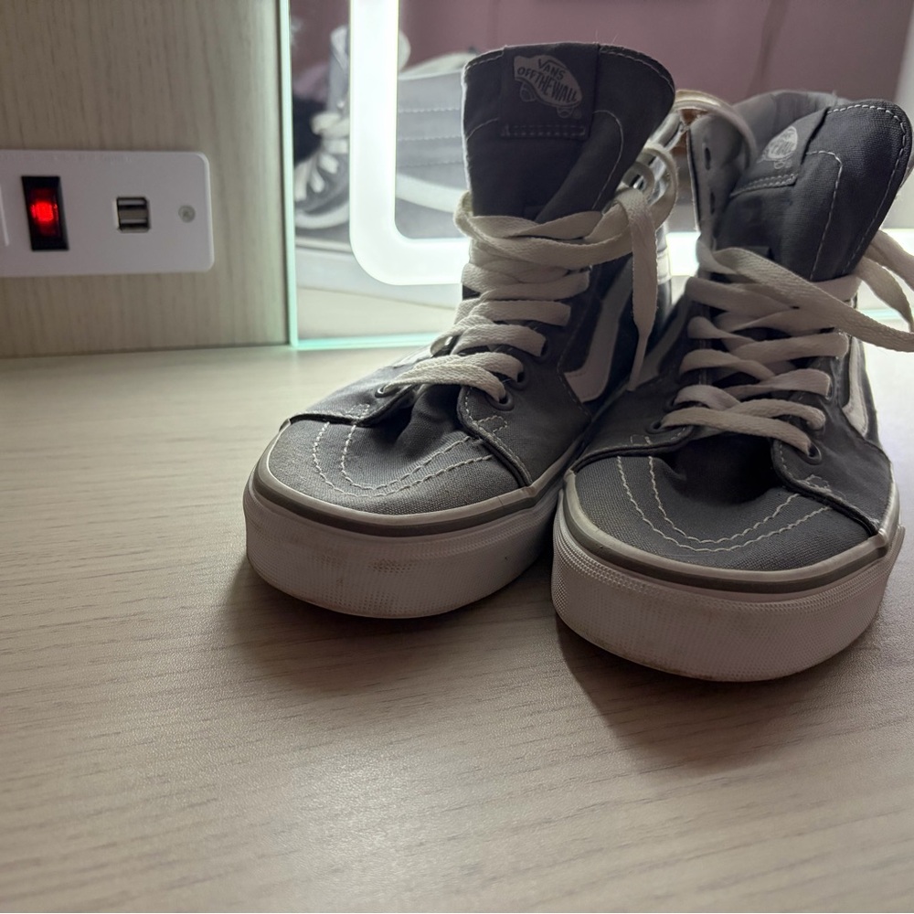 Vans White and Gray High-Top Skate Sneakers - Picture 2 of 5
